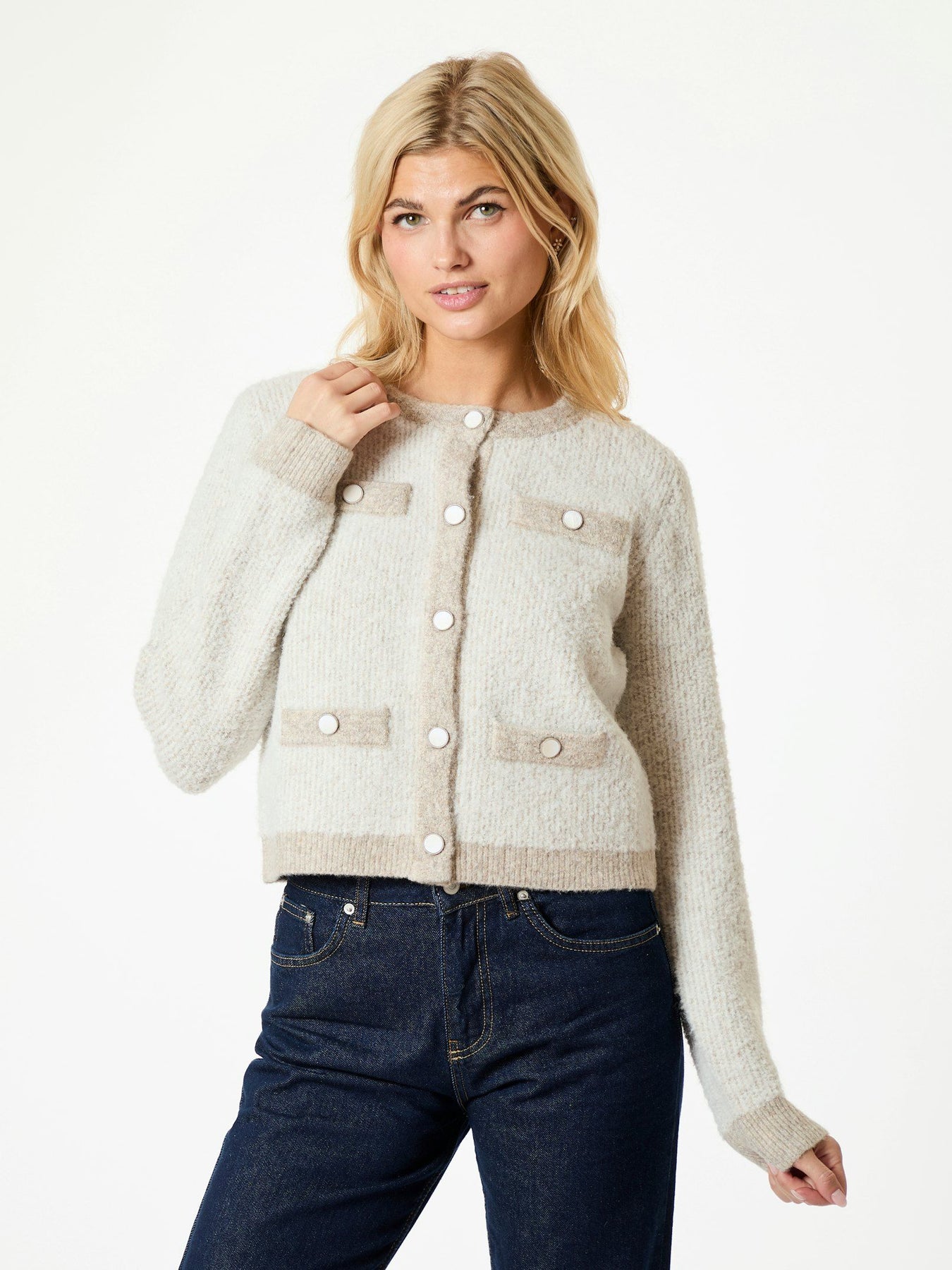 Vivia Knit Cardigan - Beige Melange