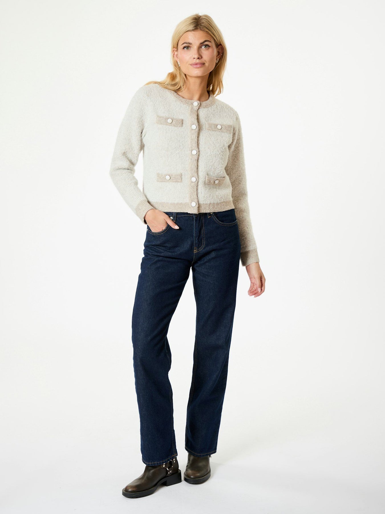 Vivia Knit Cardigan - Beige Melange