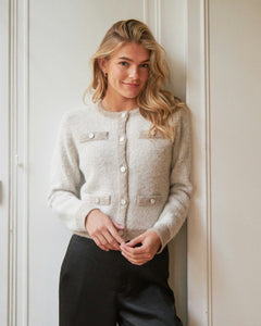 Vivia Knit Cardigan - Beige Melange