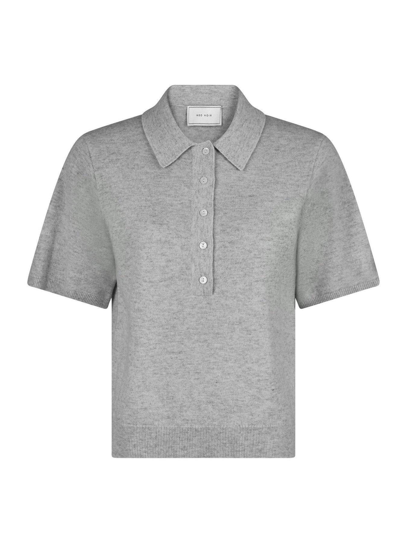 Gracie Knit Polo Tee - Light Grey Melange