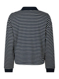 Sara Stripe Polo Blouse - Navy