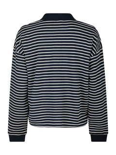Sara Stripe Polo Blouse - Navy