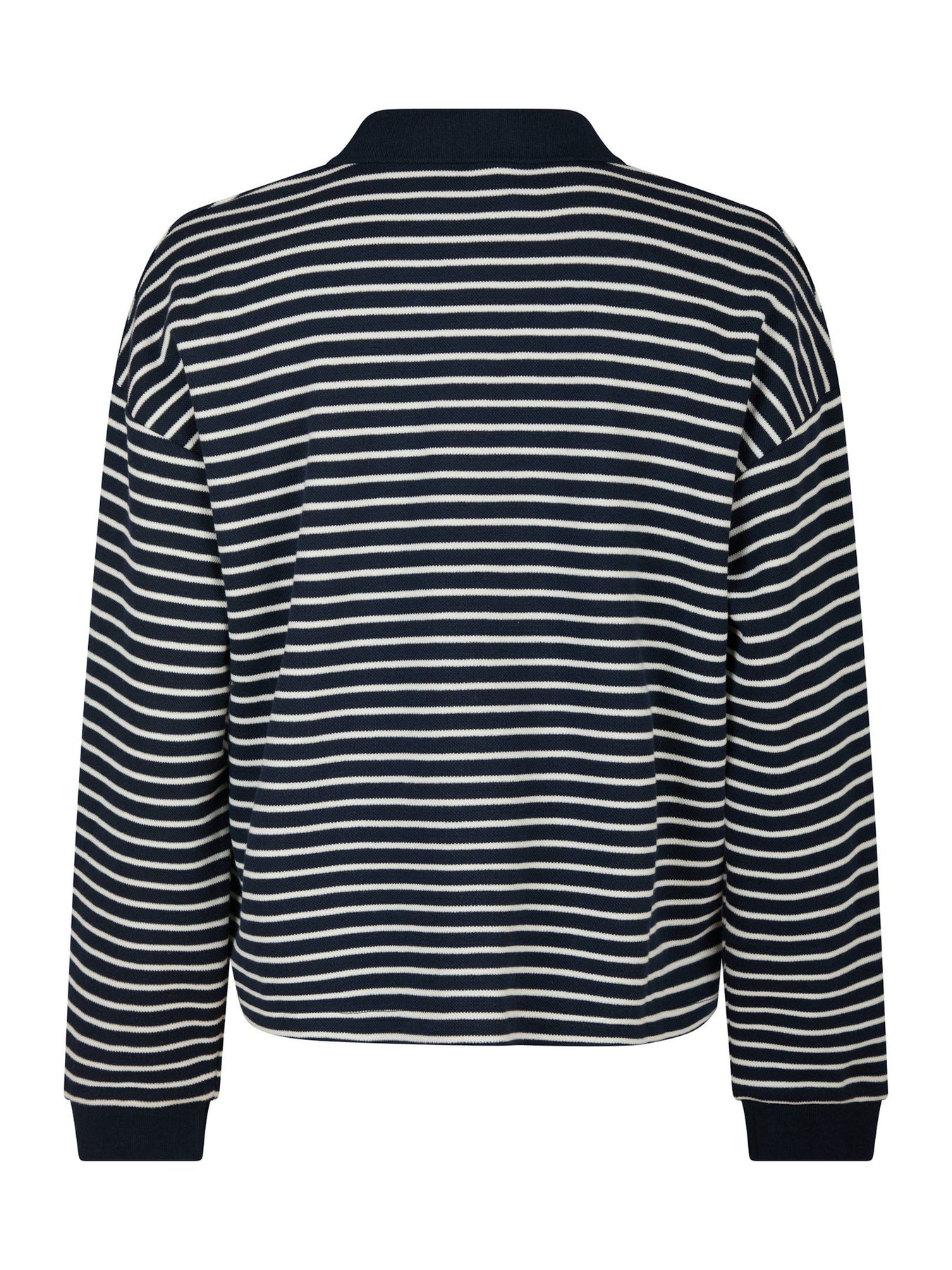Sara Stripe Polo Blouse - Navy