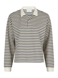 Sara Stripe Polo Blouse - Sand
