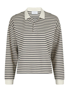 Sara Stripe Polo Blouse - Sand