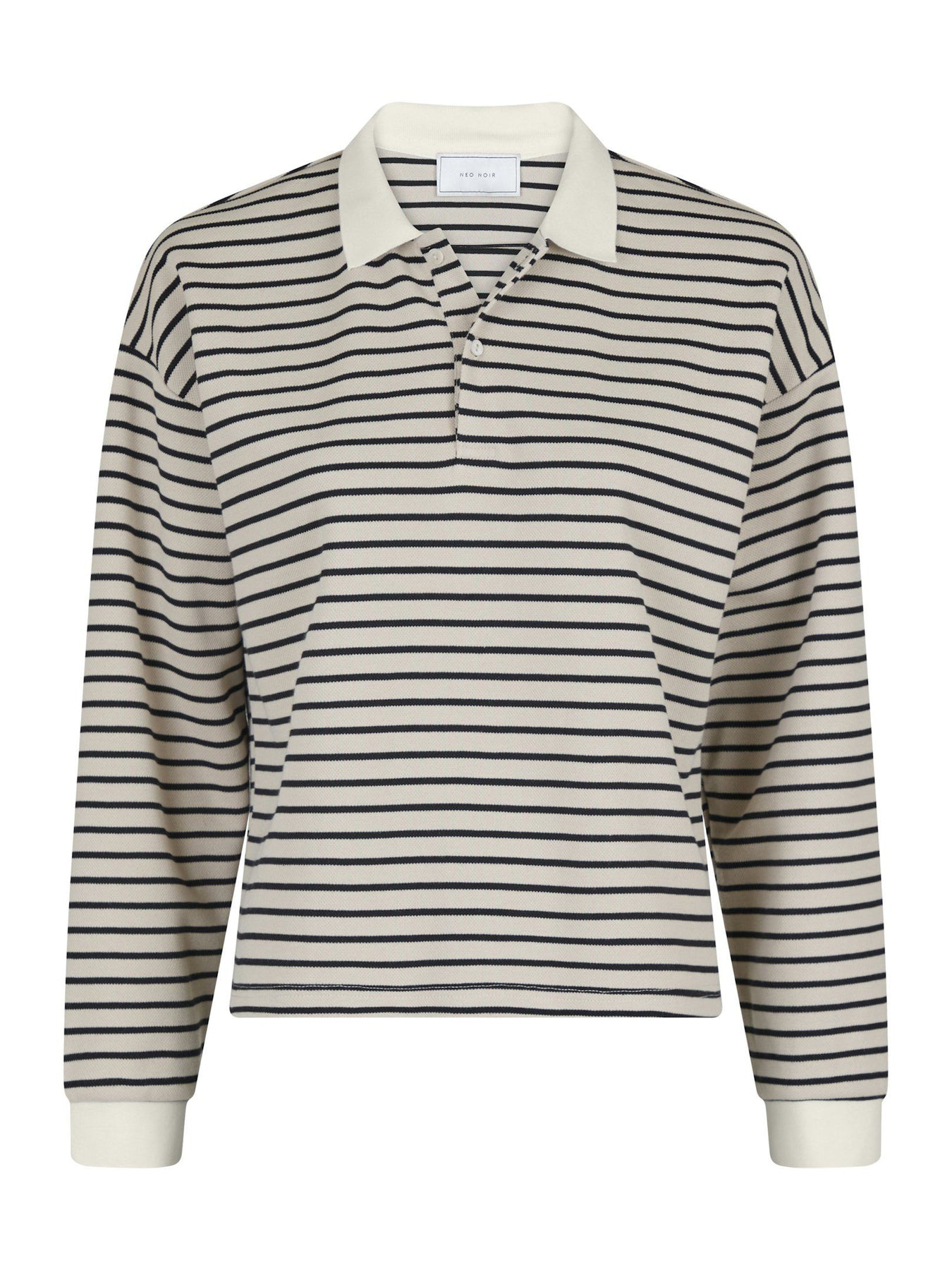 Sara Stripe Polo Blouse - Sand