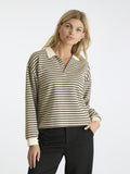 Sara Stripe Polo Blouse - Sand