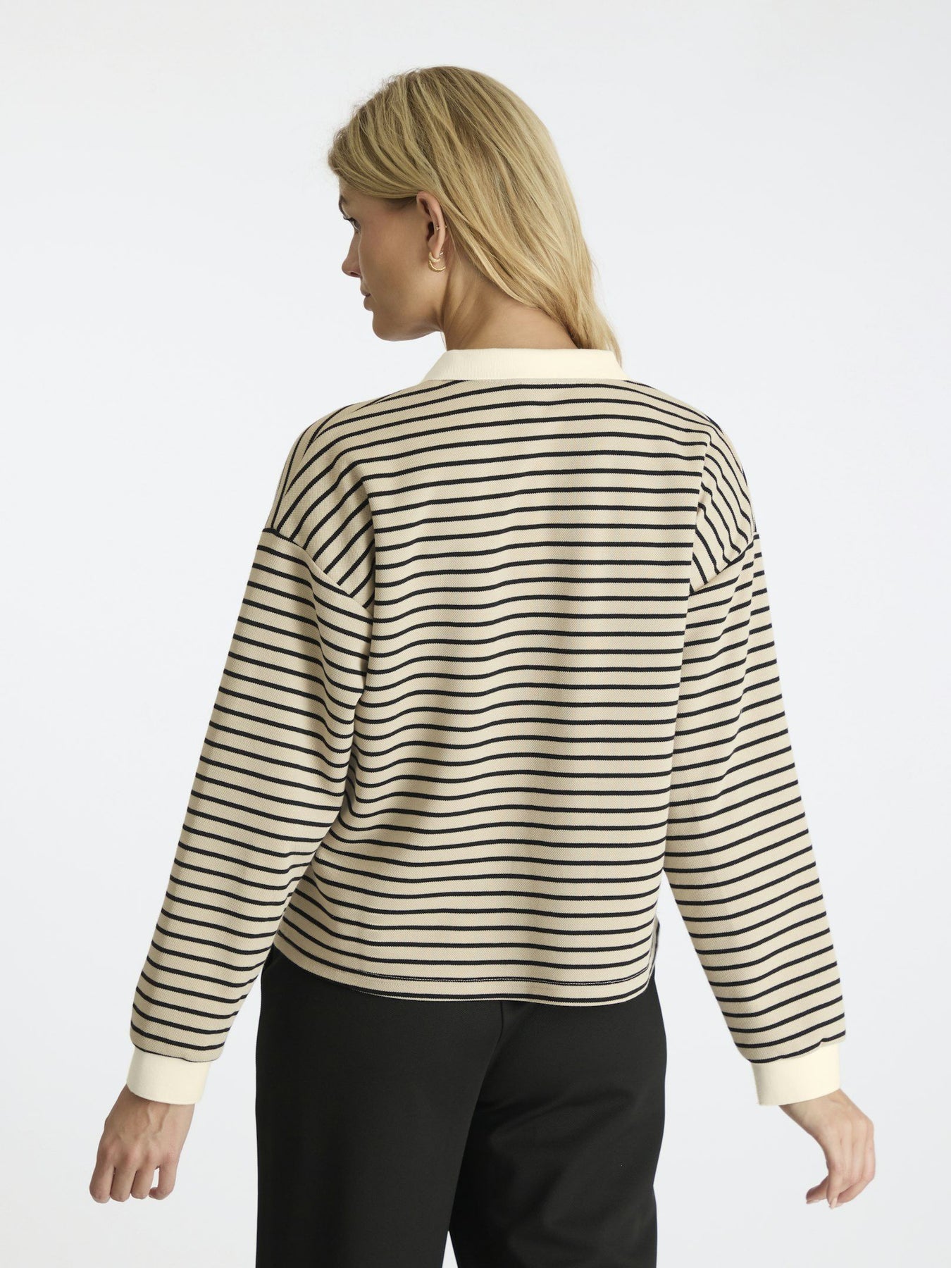 Sara Stripe Polo Blouse - Sand