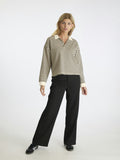 Sara Stripe Polo Blouse - Sand