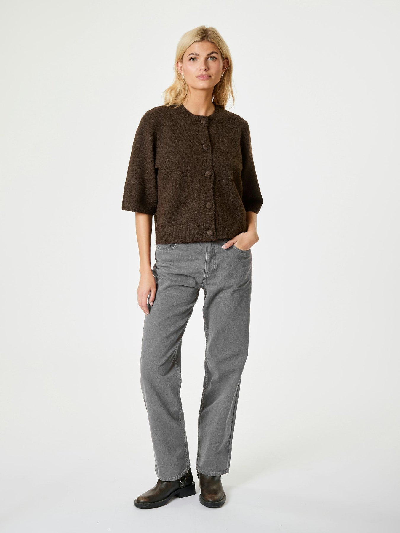 Elmira Knit Cardigan - Chocolate Brown