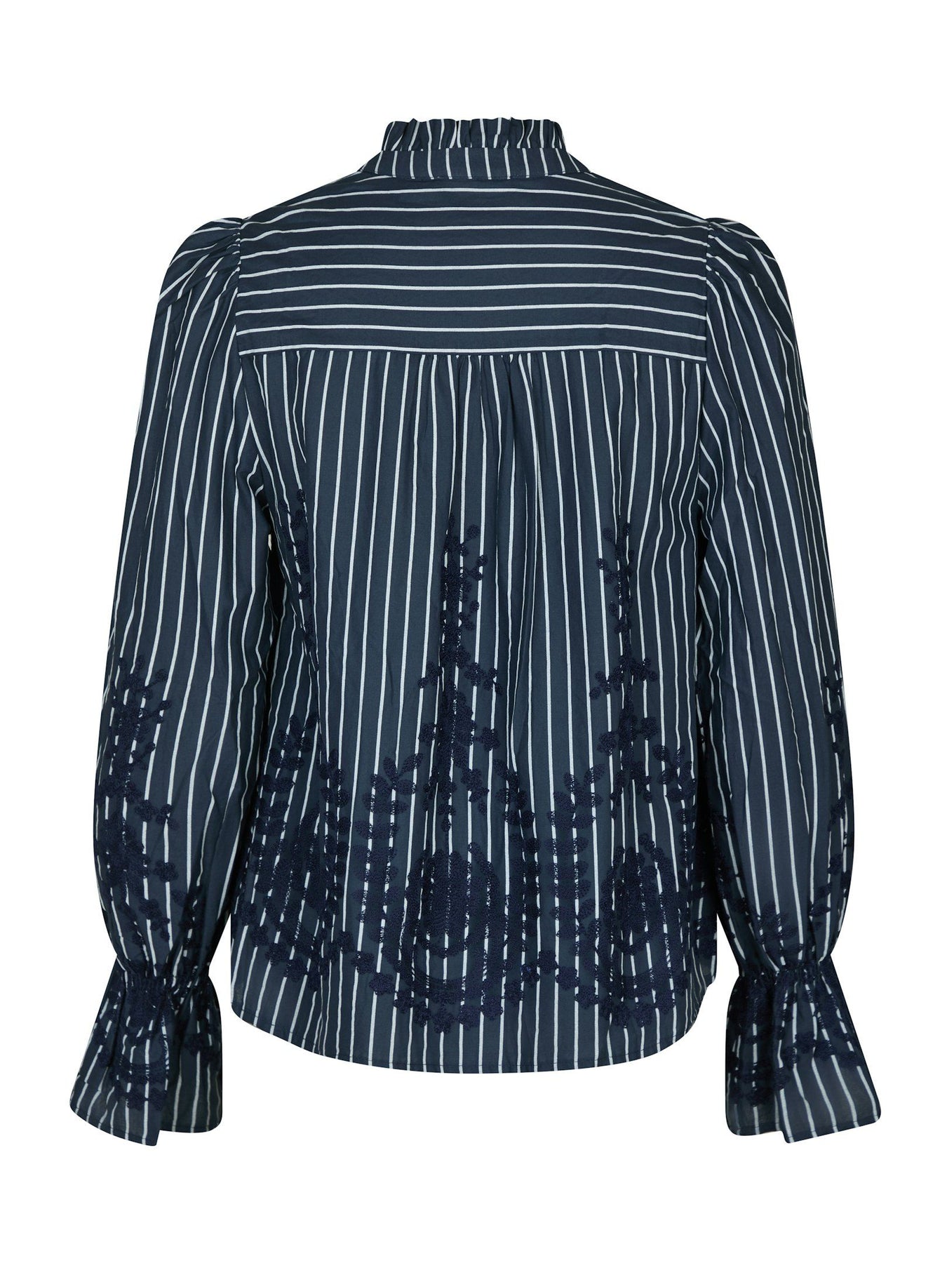 Amara Stripe Emb Blouse - Navy