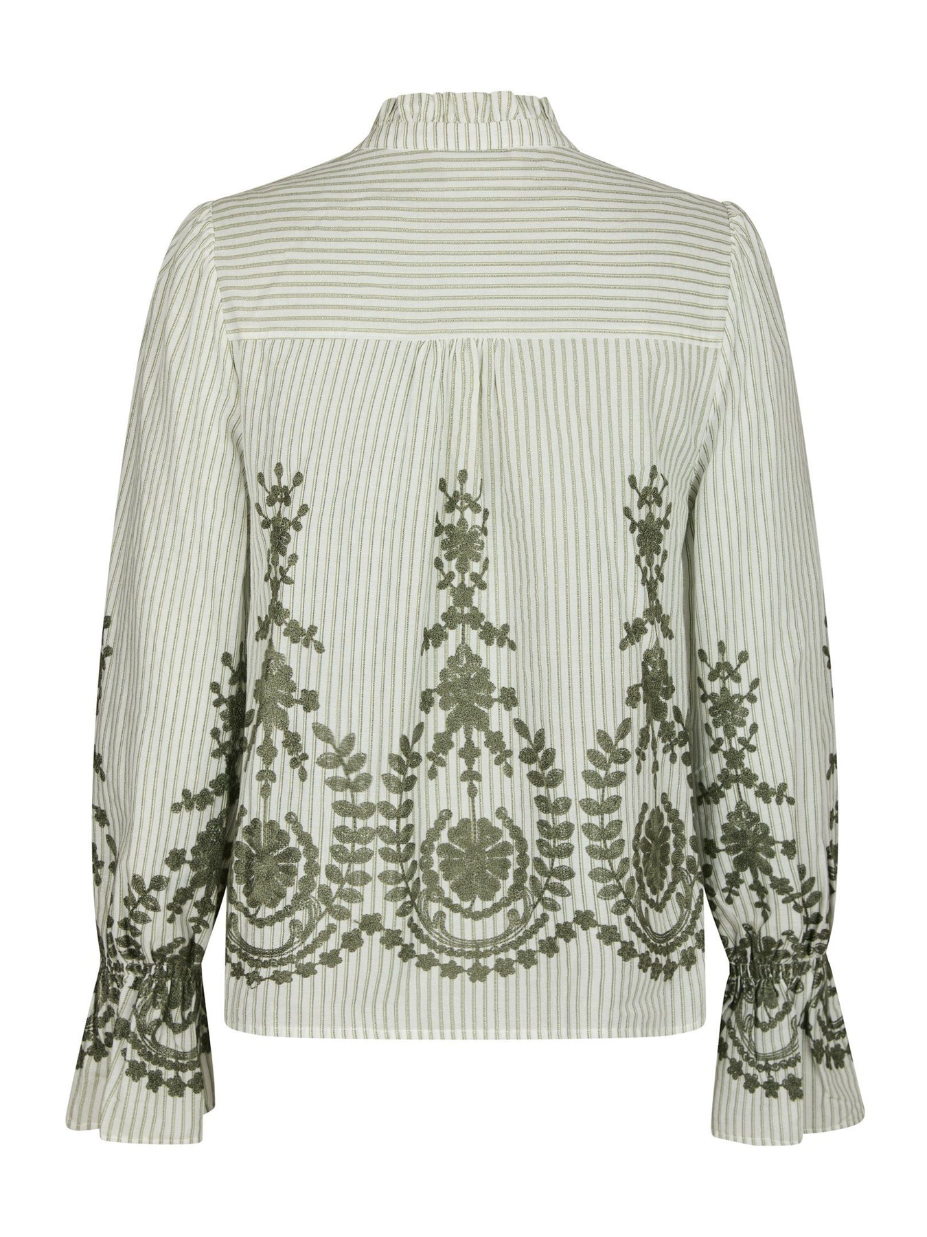Amara Stripe Emb Blus - Grön