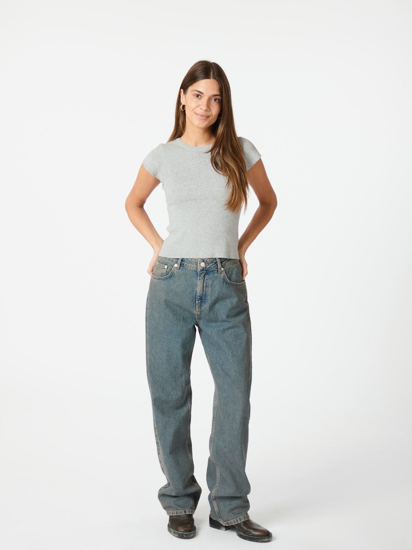 Tirra Knit Tee - Ljusgrå