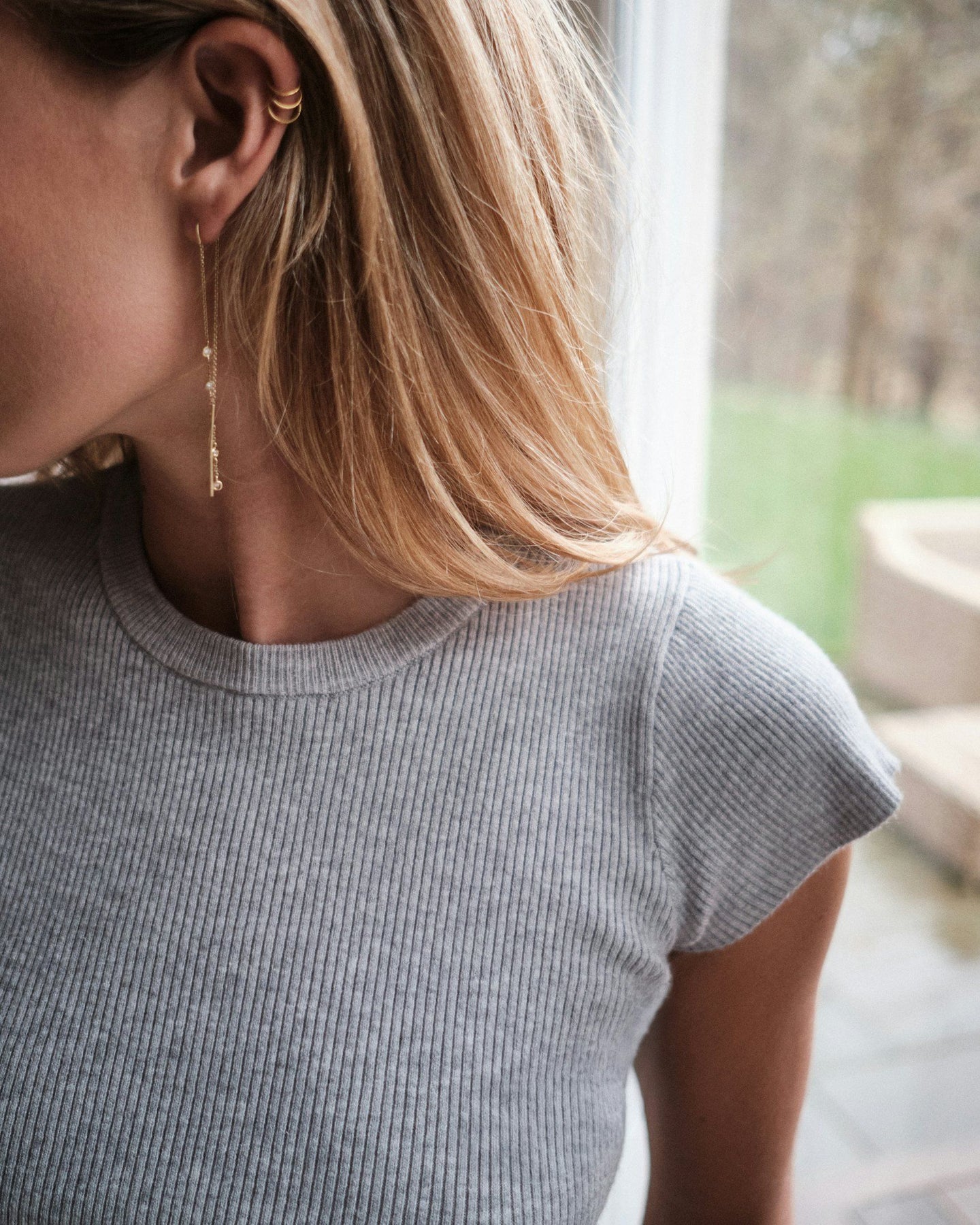Tirra Knit Tee - Ljusgrå
