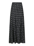 Lola Retro Dot Long Skirt - Black