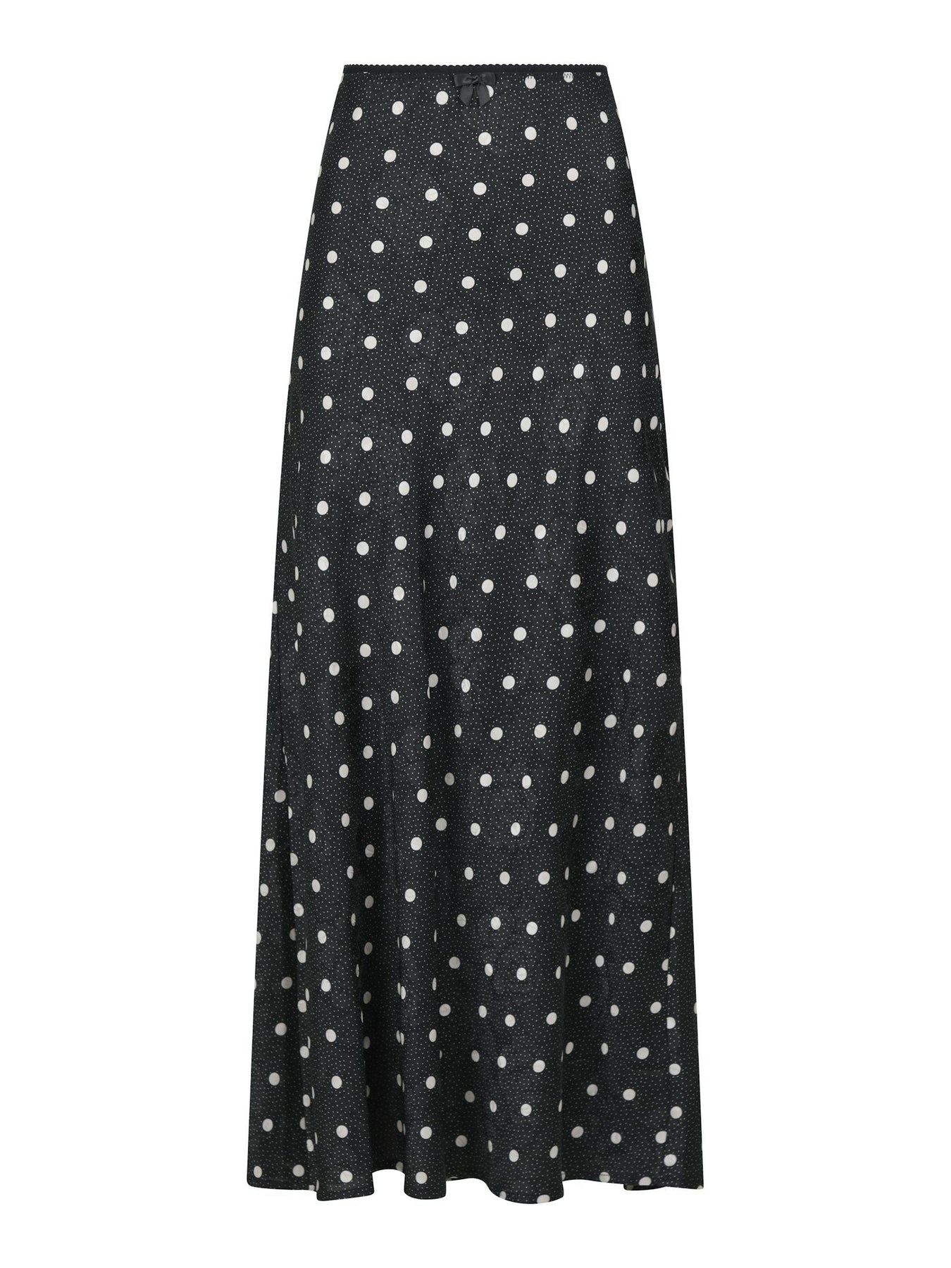 Lola Retro Dot Long Skirt - Black