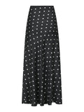 Lola Retro Dot Long Skirt - Black