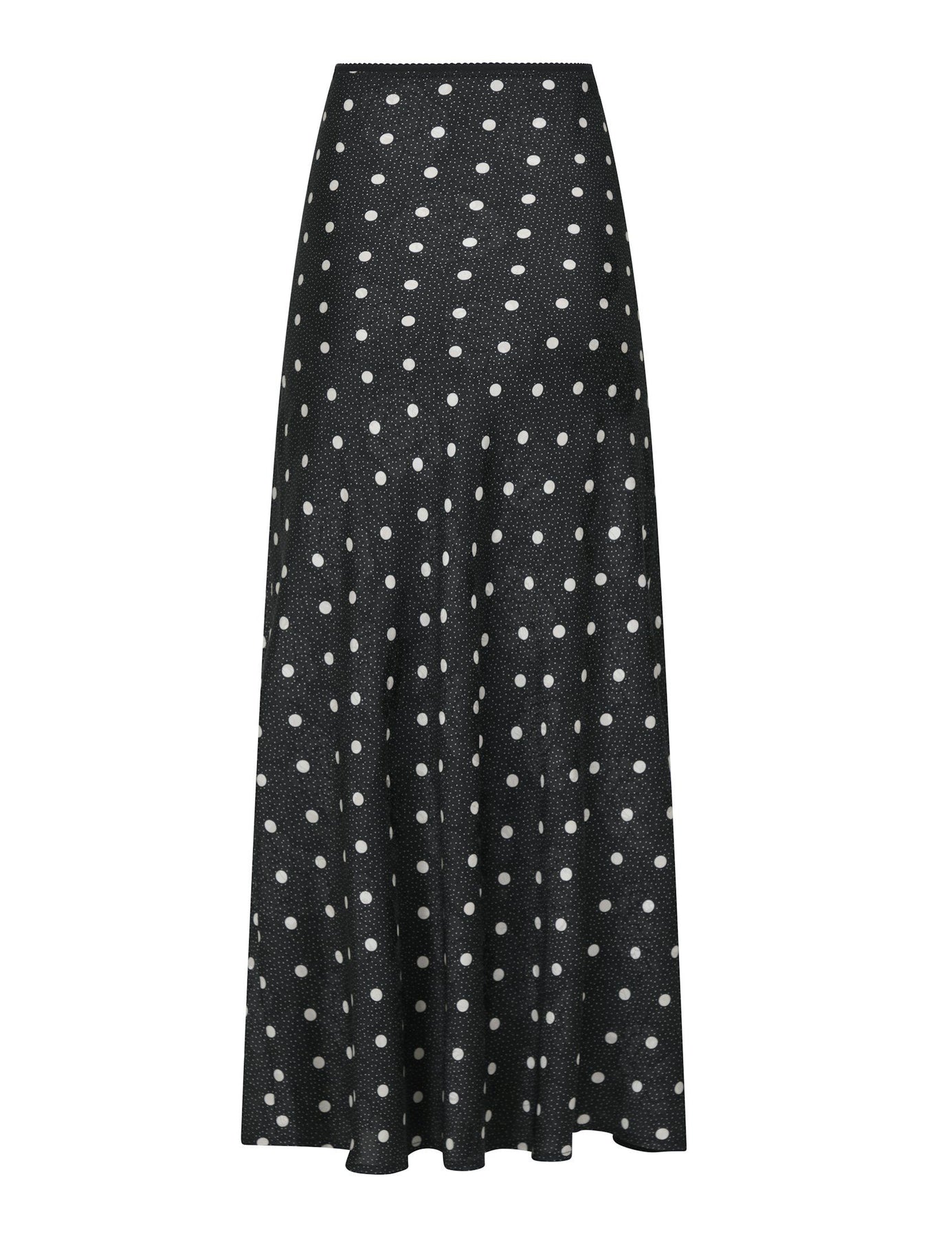 Lola Retro Dot Long Skirt - Black