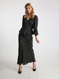 Lola Retro Dot Long Skirt - Black