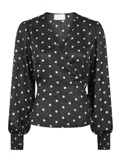 Merry Retro Dot Blouse - Black