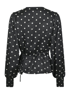 Merry Retro Dot Blouse - Black