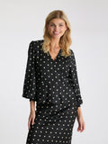 Merry Retro Dot Blouse - Black