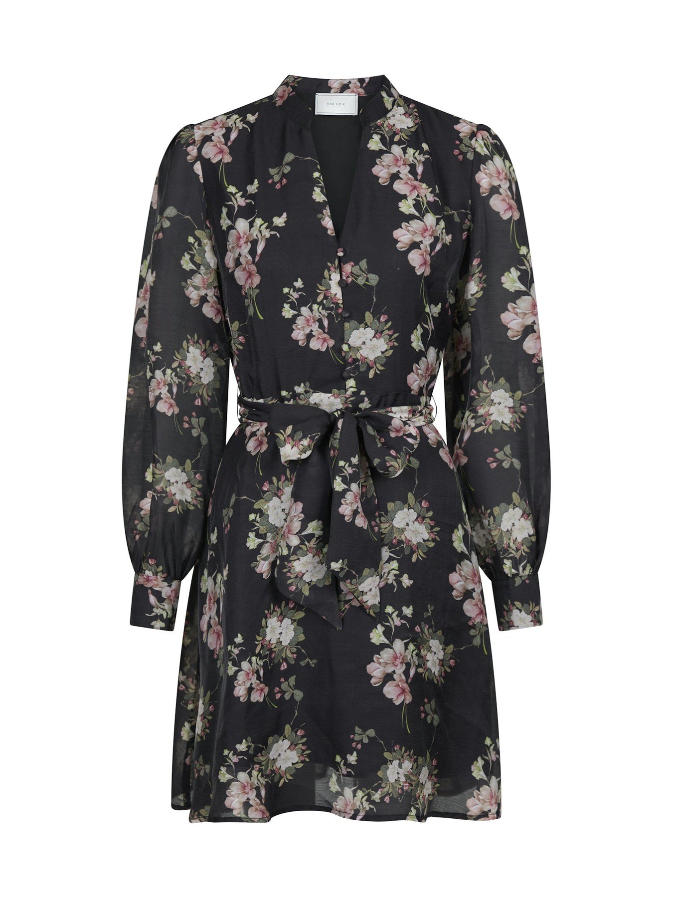 Heidi Print Flower Dress - Black