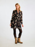 Heidi Print Flower Dress - Black