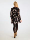 Heidi Print Flower Dress - Black