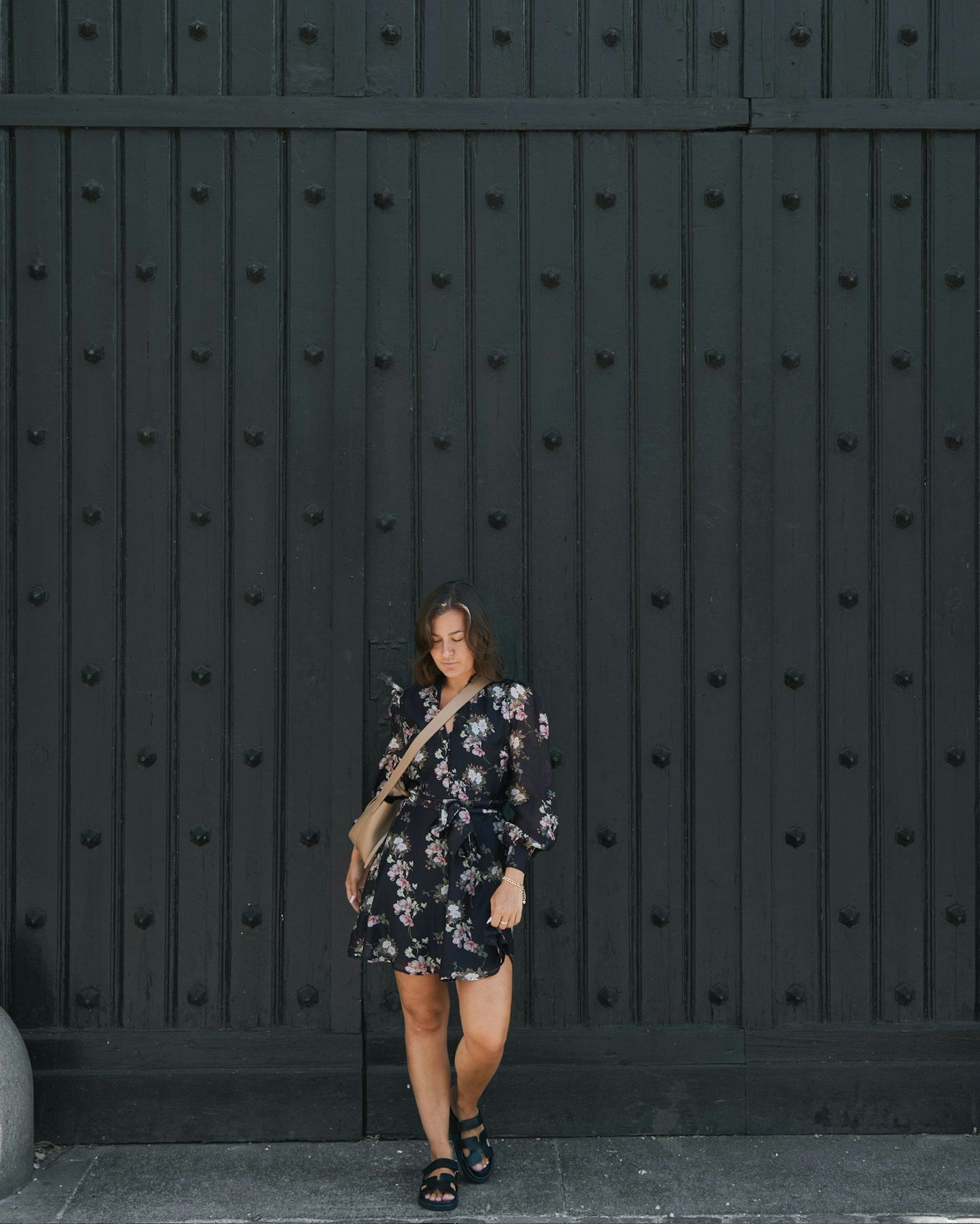 Heidi Print Flower Dress - Black