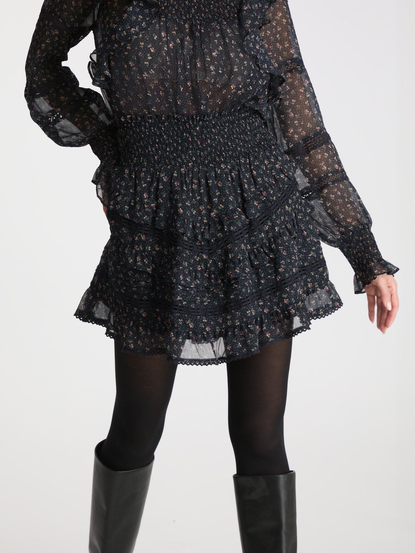 Donna Mini Rose Skirt - Black