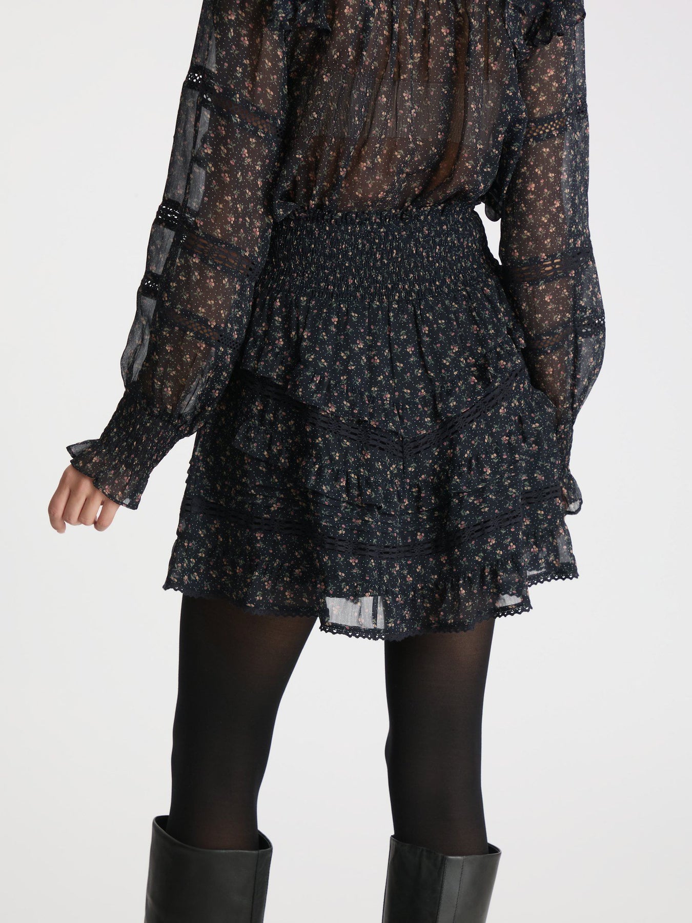 Donna Mini Rose Skirt - Black