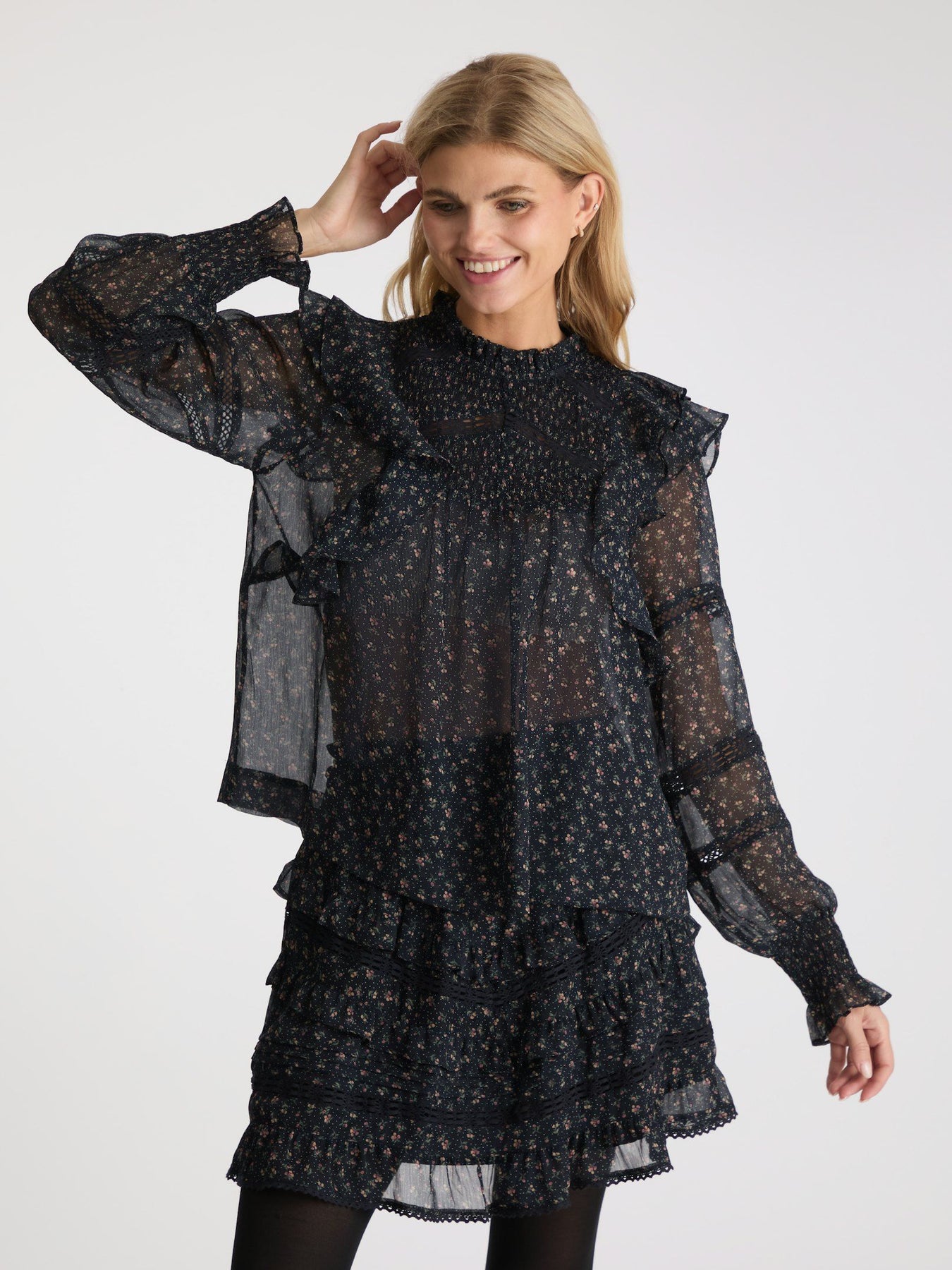 Sarna Mini Rose Blouse - Black