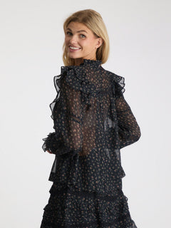 Sarna Mini Rose Blouse - Black