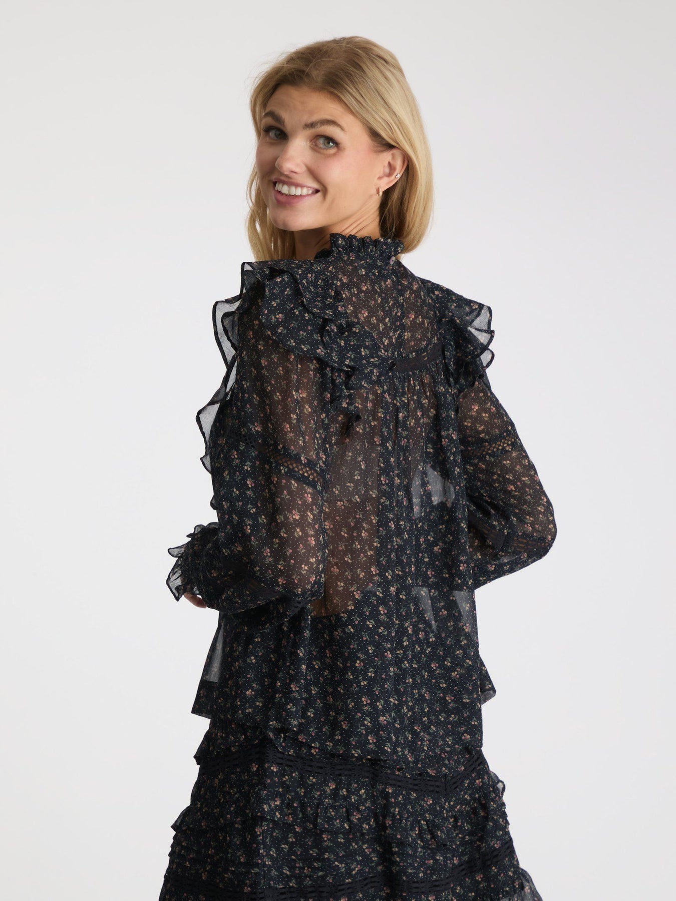 Sarna Mini Rose Blouse - Black