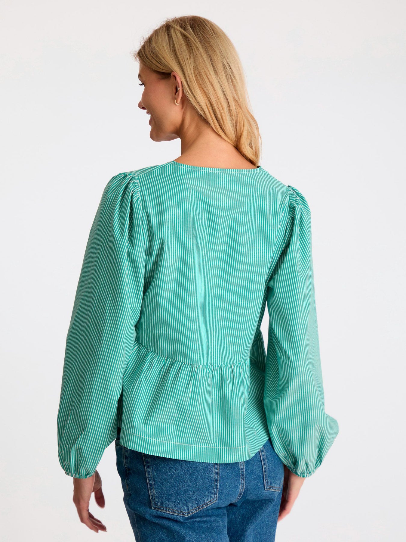 Esmée Small Stripe Blouse - Green