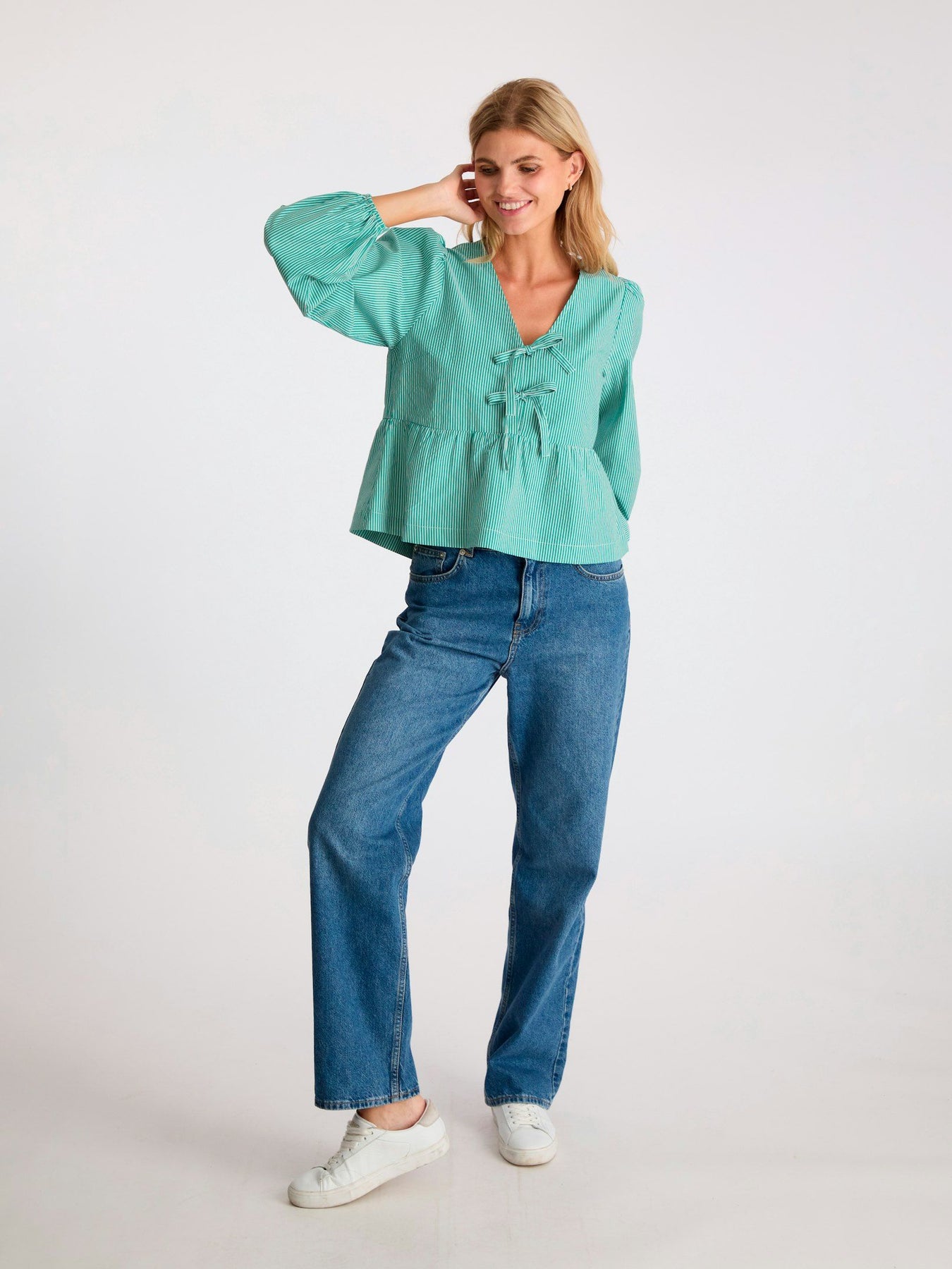 Esmée Small Stripe Blouse - Green