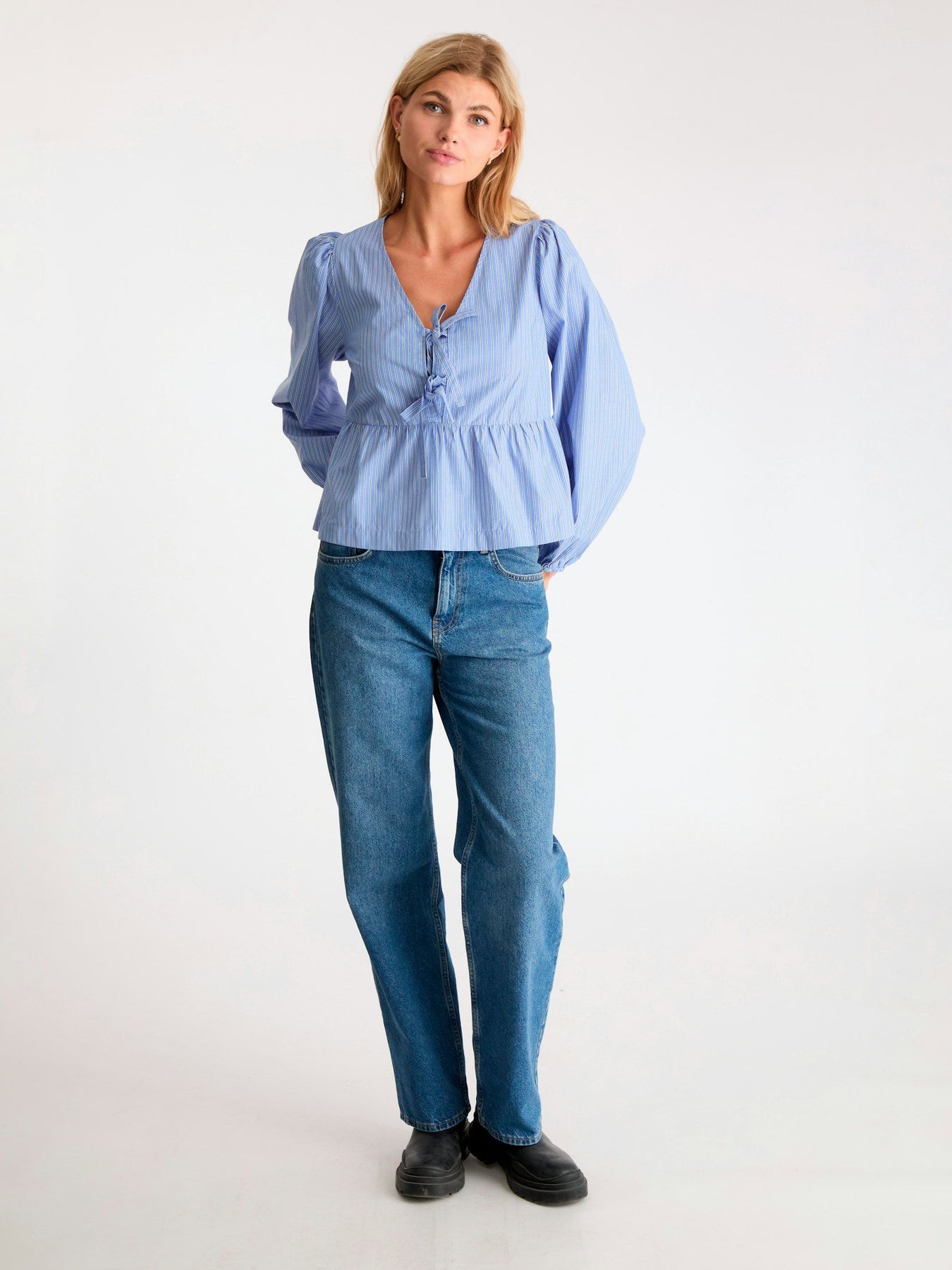 Esmée Stripe Blouse - Blue