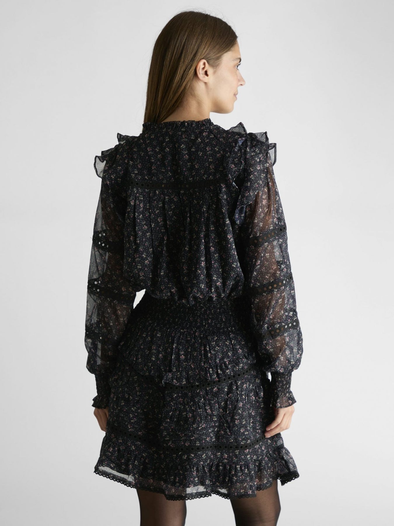 Harmoni Mini Rose Dress - Black