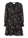 Sahra Flower Print Dress - Black