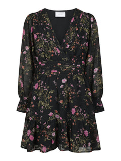Sahra Flower Print Dress - Black