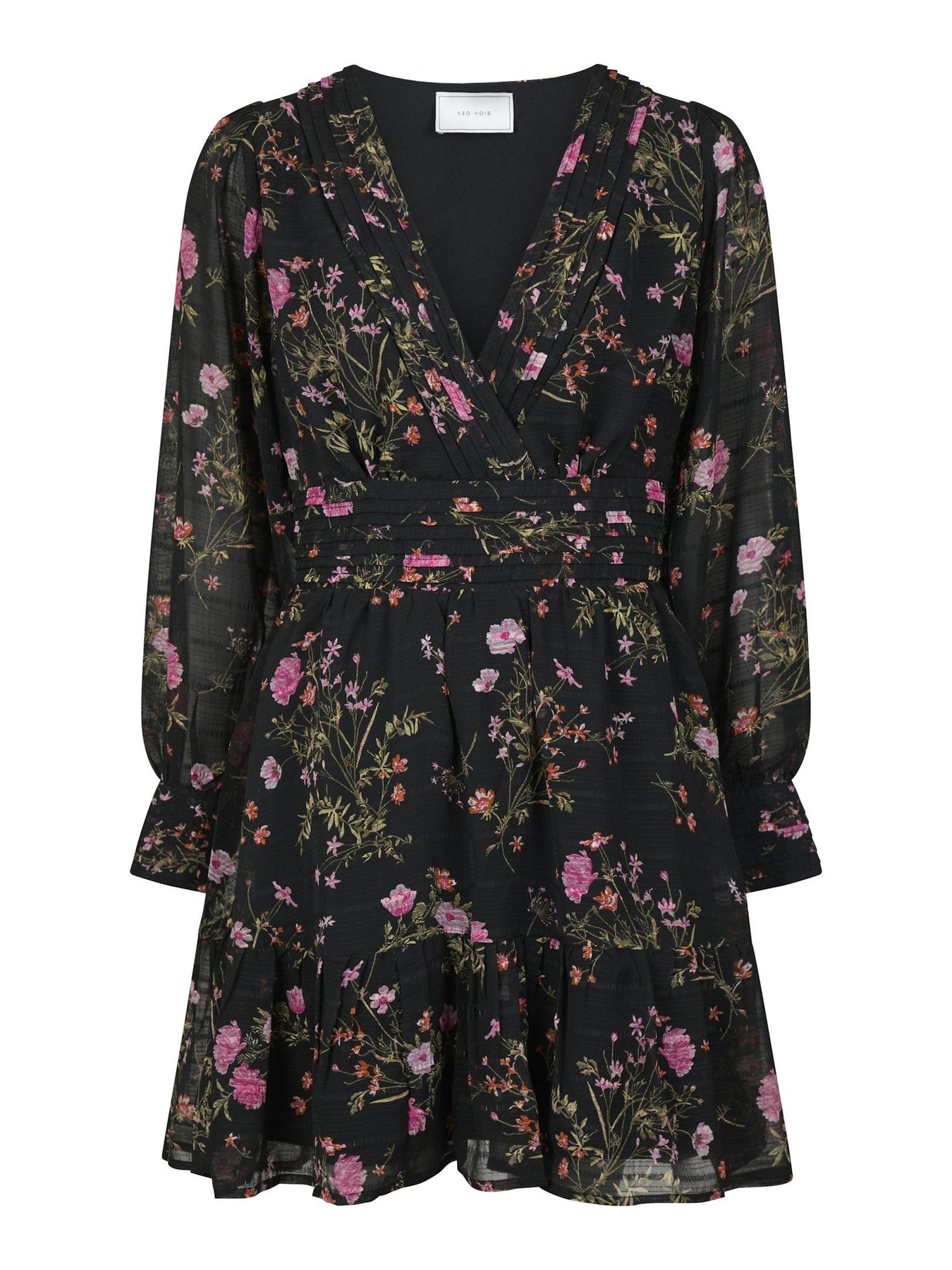 Sahra Flower Print Dress - Black