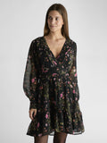 Sahra Flower Print Dress - Black