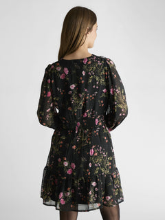 Sahra Flower Print Dress - Black