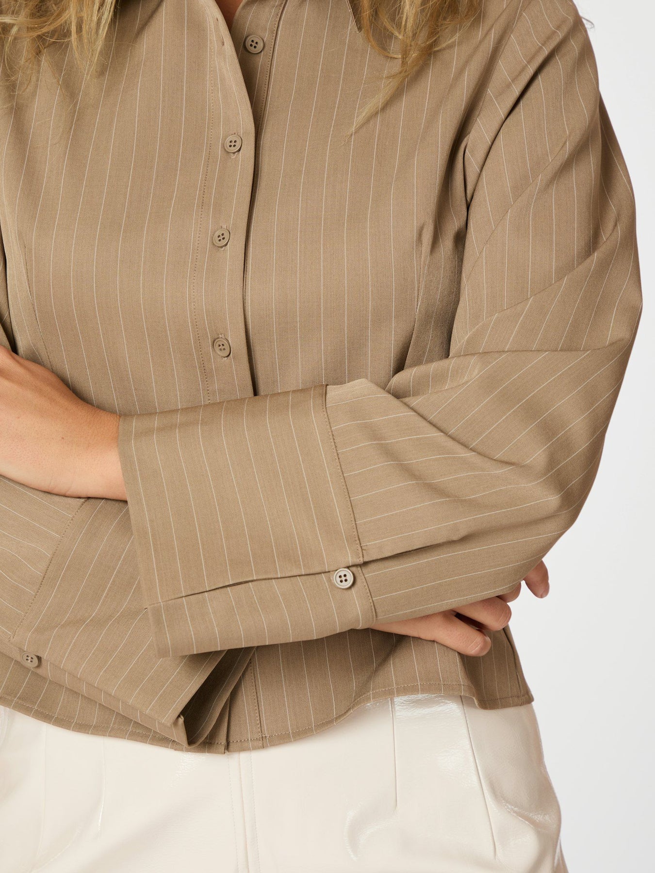 Rosa Pinstripe Shirt - Dark Sand