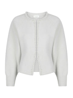 Lilly Pearl Knit Cardigan - Light Grey Melange