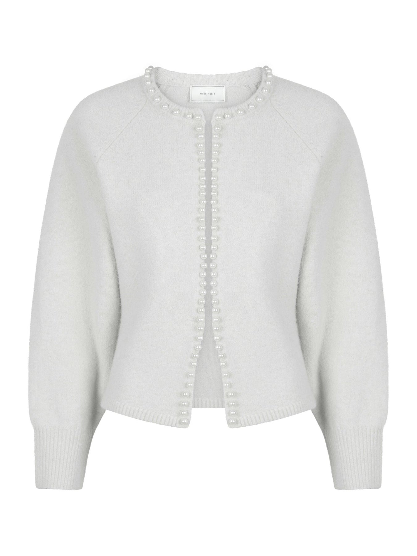 Lilly Pearl Knit Cardigan - Light Grey Melange