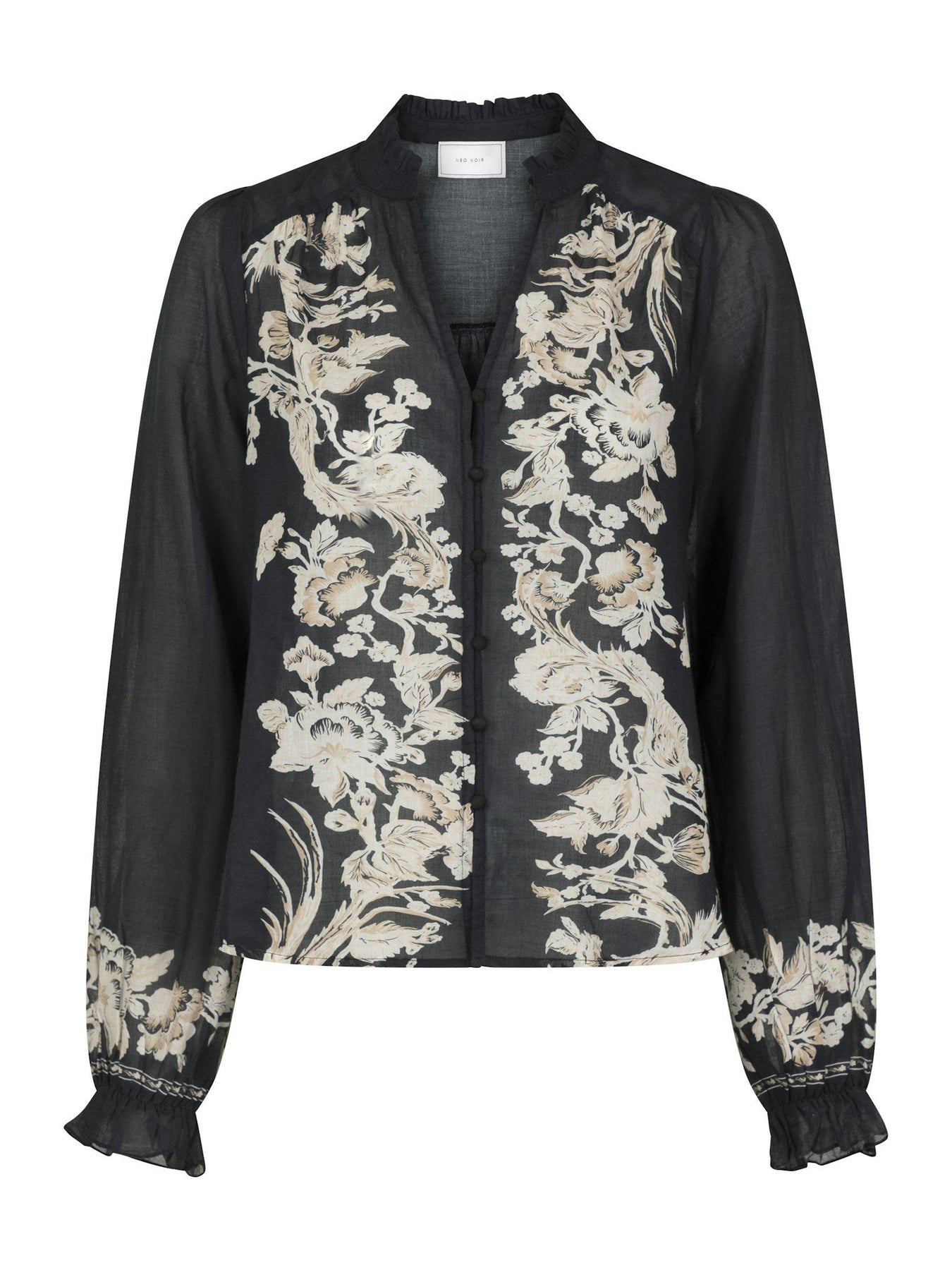 Brise Printed Voile Blouse - Navy