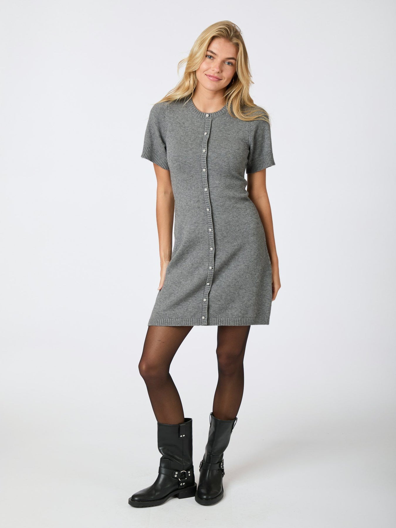 Elise Knit Dress - Dark Grey Melange