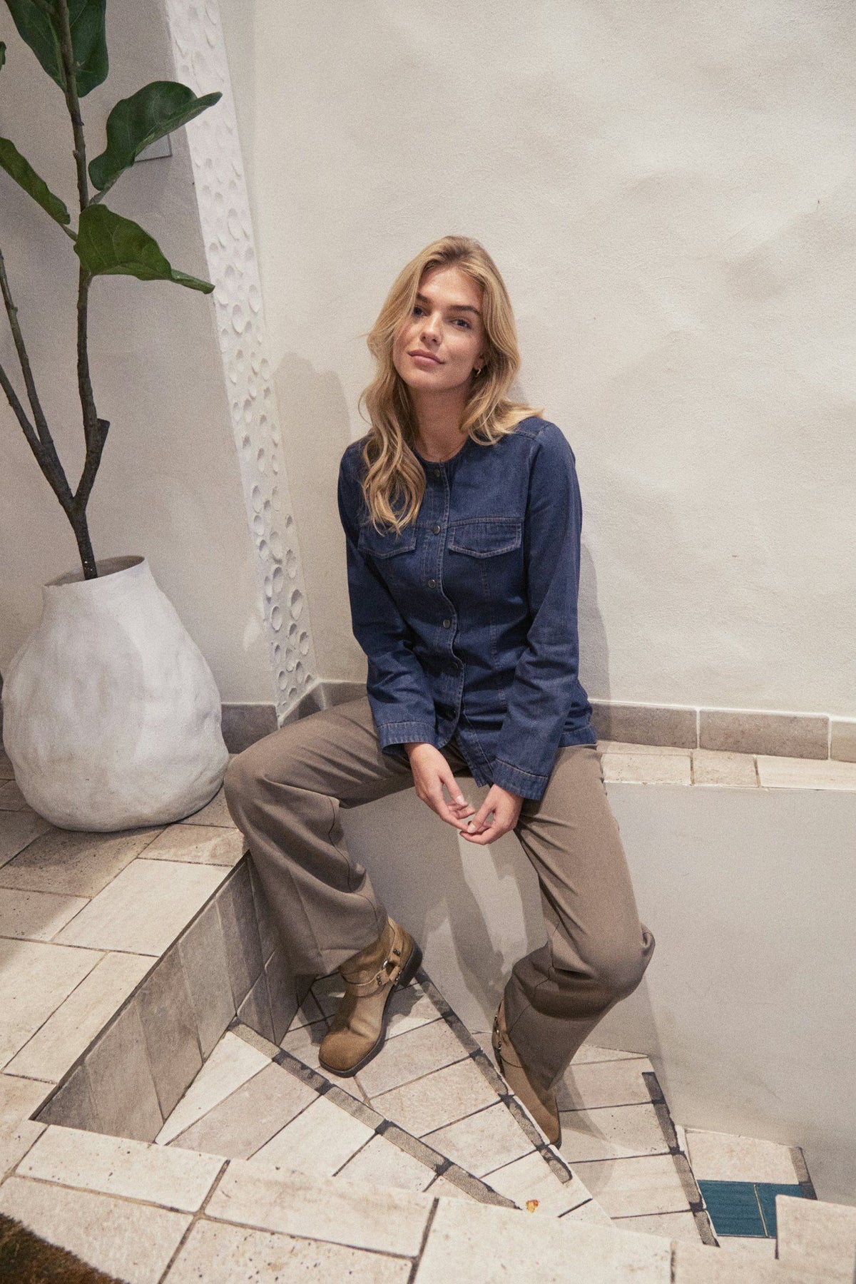 Annie Denim Blouse - Dark Blue